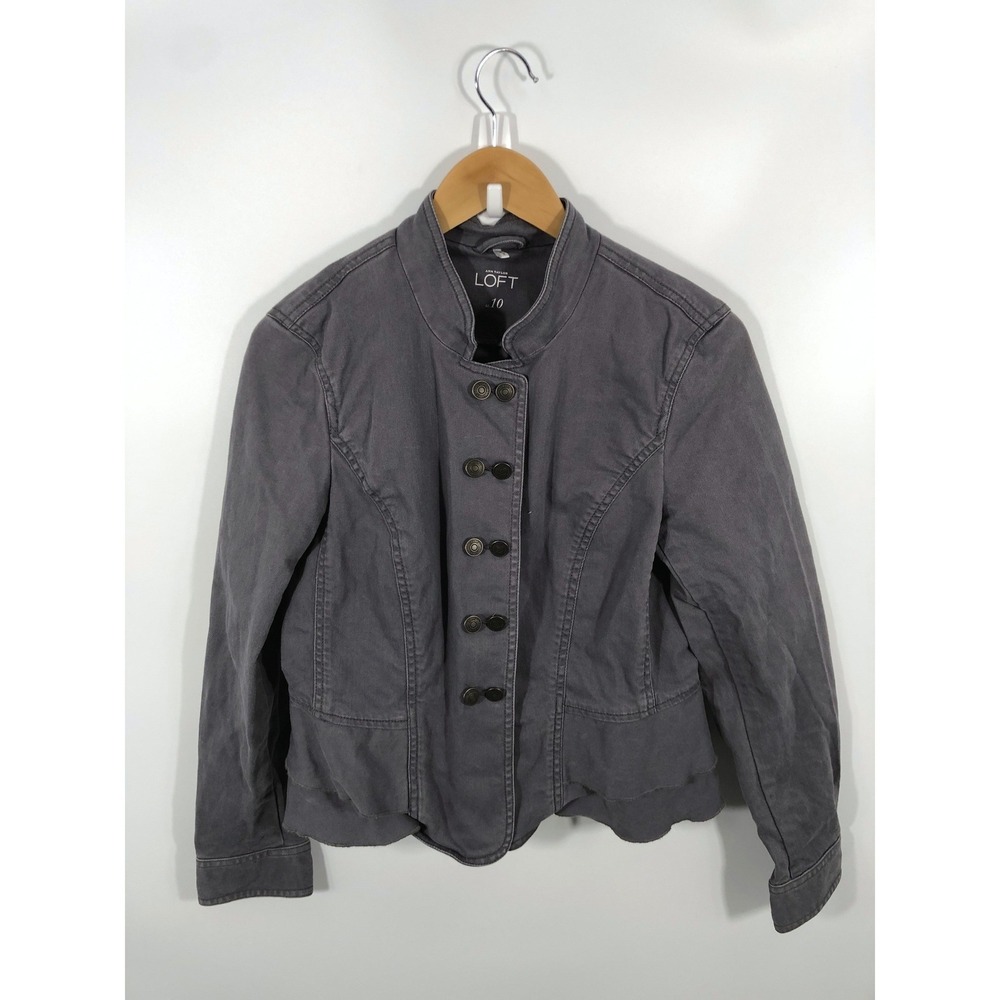 Loft Womens Napoleon Jacket Womens 10 Purple Band Military Coat Statement